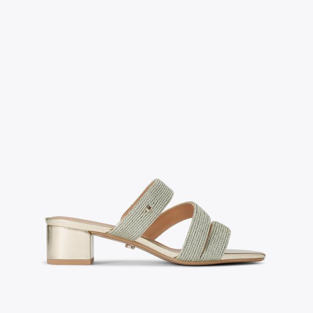 carvela by kurt geiger GALA BLOCK MULE Gold Fabric Block Heel by CARVELA