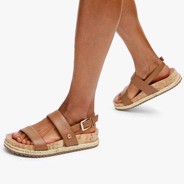 Carvela By Kurt Geiger GALA FLATFORM Brown Leather Flatform Sandals By CARVELA