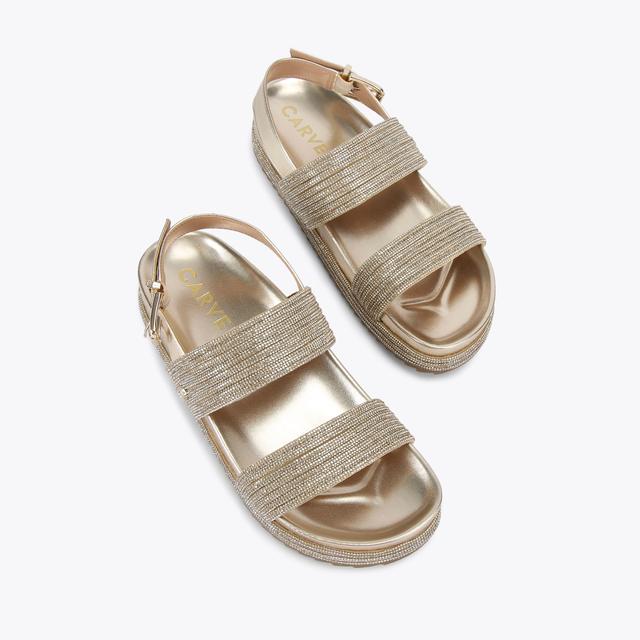 Carvela By Kurt Geiger GALA FLATFORM Gold Flatform Sandals By CARVELA
