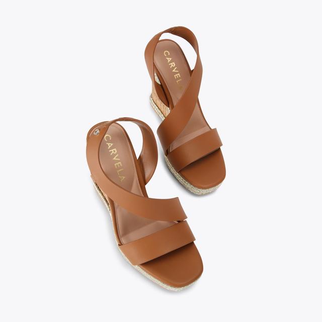 Carvela By Kurt Geiger GALA WEDGE 110 Tan Leather Alternative Wedge Heel By CARVELA