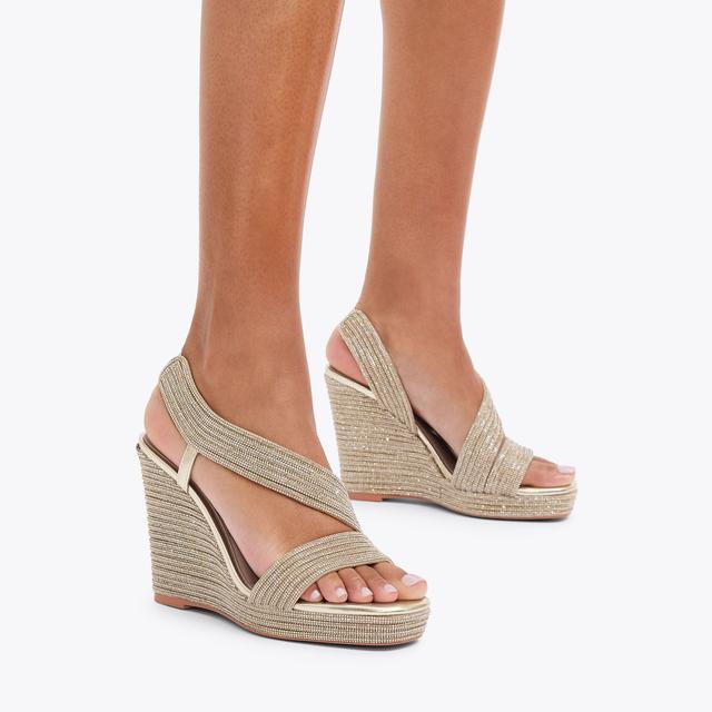 Carvela By Kurt Geiger GALA WEDGE JEWEL 110 Gold Crystal Wedge Heel By CARVELA