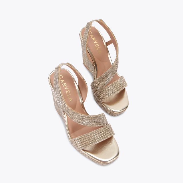 Carvela By Kurt Geiger GALA WEDGE JEWEL 110 Gold Crystal Wedge Heel By CARVELA