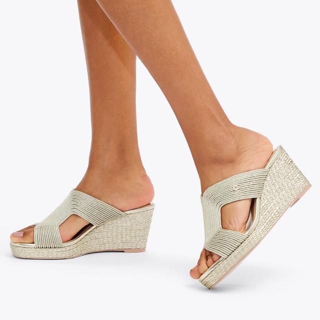 Carvela By Kurt Geiger GALA WEDGE MULE 70 Gold Rope Wedge Heels By CARVELA
