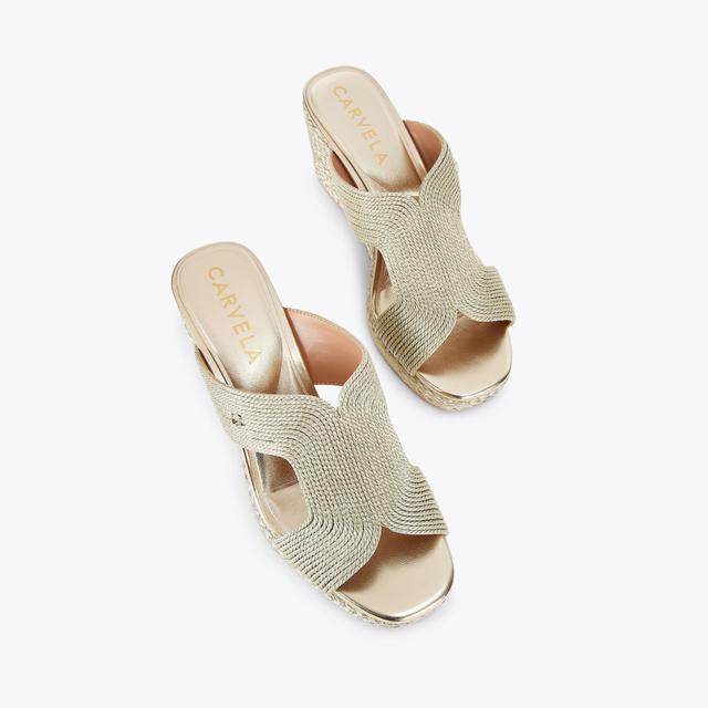 Carvela By Kurt Geiger GALA WEDGE MULE 70 Gold Rope Wedge Heels By CARVELA