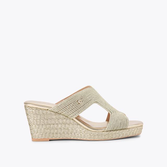 carvela by kurt geiger GALA WEDGE MULE 70 Gold Rope Wedge Heels by CARVELA