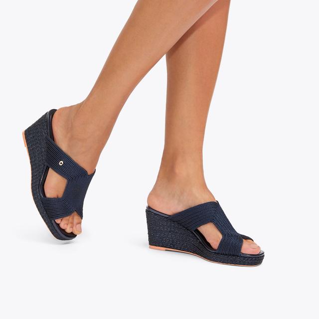 Carvela By Kurt Geiger GALA WEDGE MULE 70 Navy Fabric Wedge By CARVELA