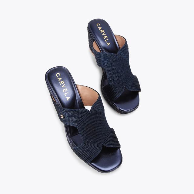 Carvela By Kurt Geiger GALA WEDGE MULE 70 Navy Fabric Wedge By CARVELA