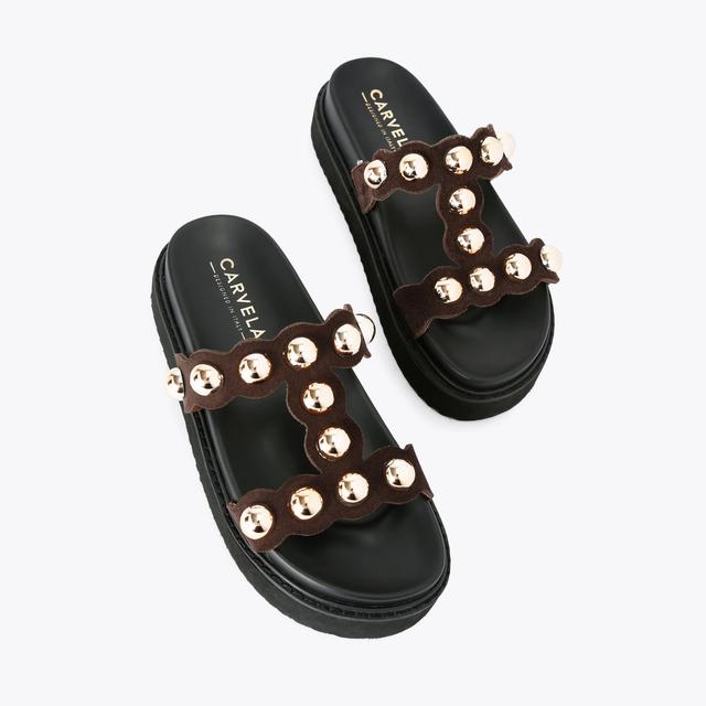 Carvela By Kurt Geiger GIANNA SANDAL Brown Suede Slip On Sandal By CARVELA