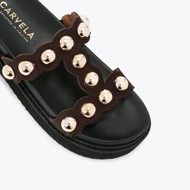 Carvela By Kurt Geiger GIANNA SANDAL Brown Suede Slip On Sandal By CARVELA