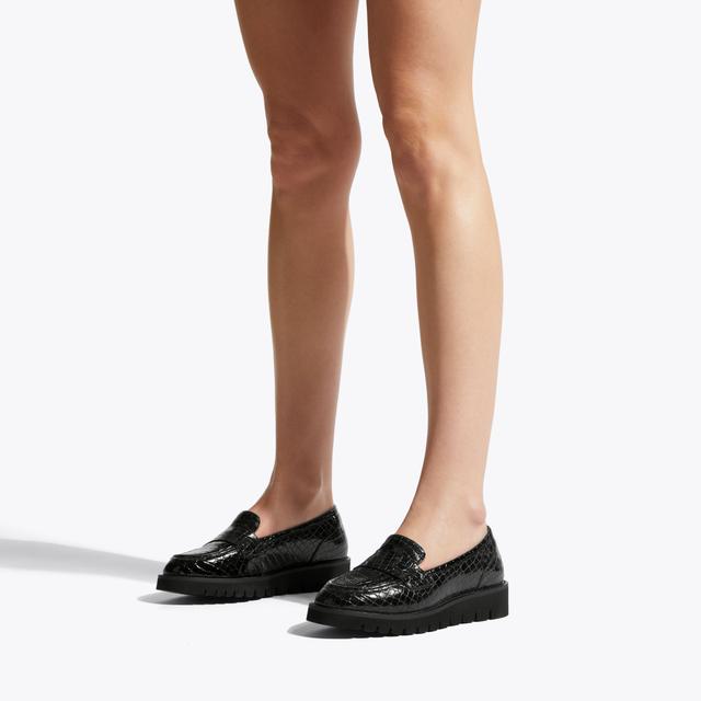 Carvela By Kurt Geiger GRANGE Black Croc Embossed Slip On Shoes By CARVELA