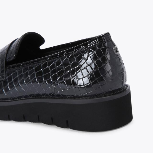 Carvela By Kurt Geiger GRANGE Black Croc Embossed Slip On Shoes By CARVELA