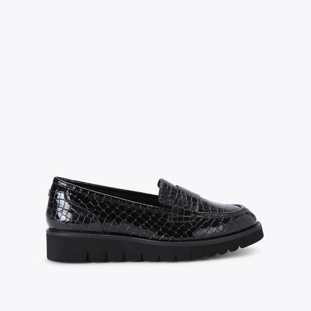 carvela by kurt geiger GRANGE Black Croc Embossed Slip On Shoes by CARVELA