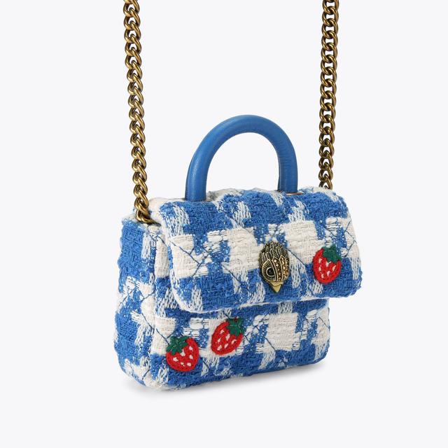 Carvela By Kurt Geiger HANDLE MICRO KENSINGTON Blue Strawberry Tweed Micro Bag By KURT GEIGER LONDON