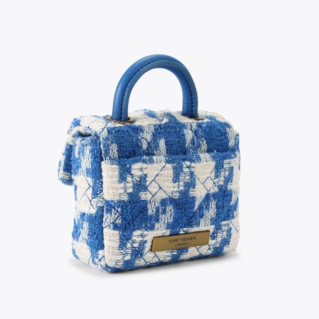 Carvela By Kurt Geiger HANDLE MICRO KENSINGTON Blue Strawberry Tweed Micro Bag By KURT GEIGER LONDON