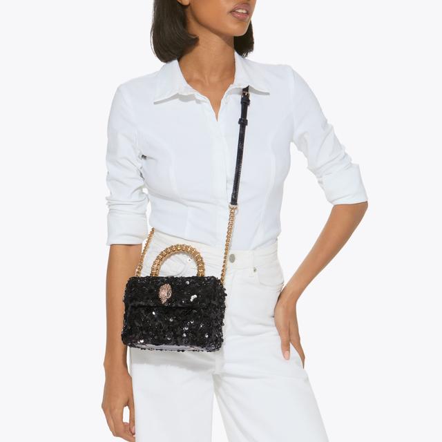 Carvela By Kurt Geiger HANDLE MINI KENSINGTON Black Sequin Top Handle Bag By KURT GEIGER LONDON