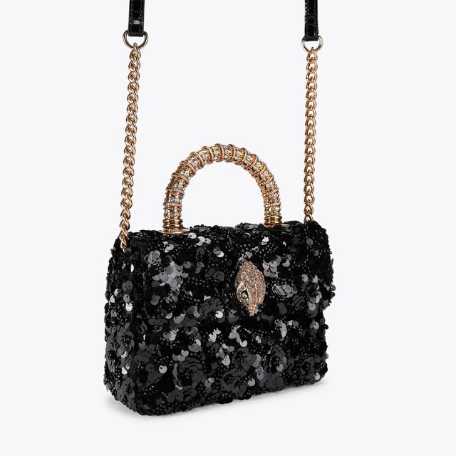 Carvela By Kurt Geiger HANDLE MINI KENSINGTON Black Sequin Top Handle Bag By KURT GEIGER LONDON