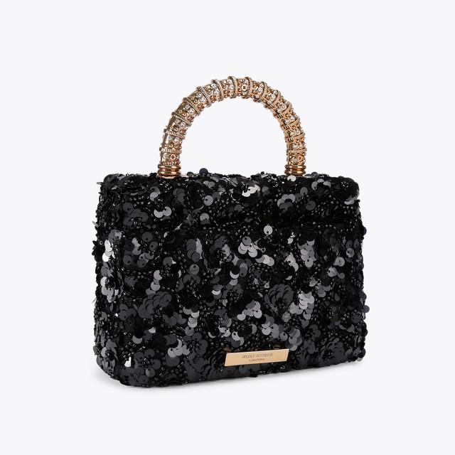 Carvela By Kurt Geiger HANDLE MINI KENSINGTON Black Sequin Top Handle Bag By KURT GEIGER LONDON