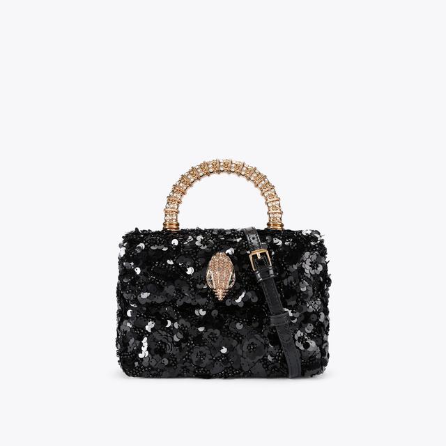 carvela by kurt geiger HANDLE MINI KENSINGTON Black Sequin Top Handle Bag by KURT GEIGER LONDON