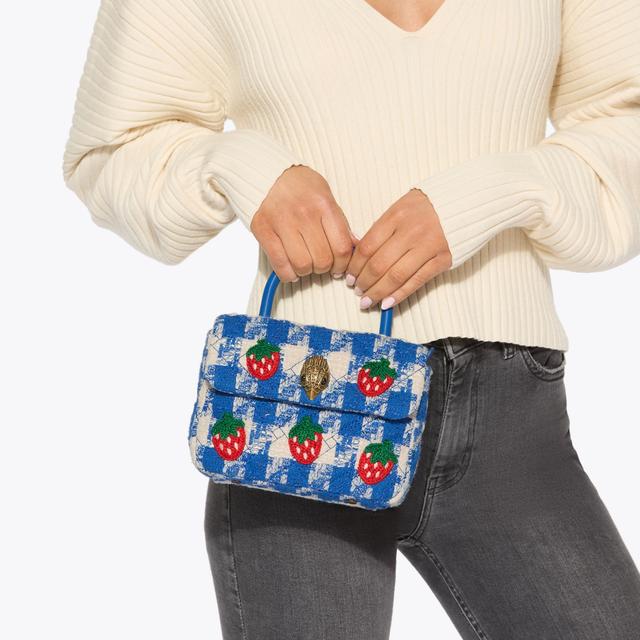 Carvela By Kurt Geiger HANDLE MINI KENSINGTON Blue Tweed Handle Bag By KURT GEIGER LONDON