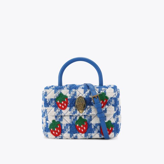 carvela by kurt geiger HANDLE MINI KENSINGTON Blue Tweed Handle Bag by KURT GEIGER LONDON