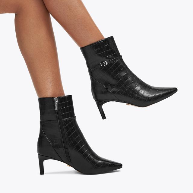 Carvela By Kurt Geiger IMPRESS ANKLE Black Croc Ankle Boot By CARVELA
