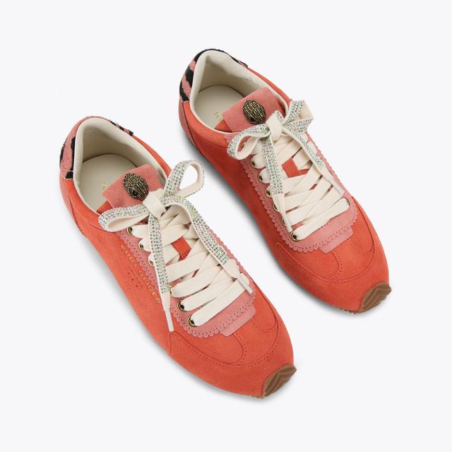 Carvela By Kurt Geiger ISLINGTON SNEAKER Orange Suede Lace Up Sneaker By KURT GEIGER LONDON