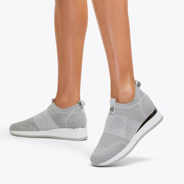 Carvela By Kurt Geiger JANEIRO 2 Silver Knitted Trainer By CARVELA