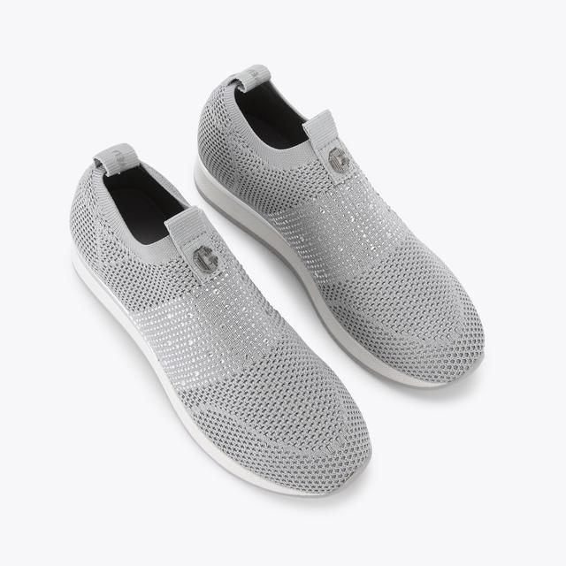 Carvela By Kurt Geiger JANEIRO 2 Silver Knitted Trainer By CARVELA