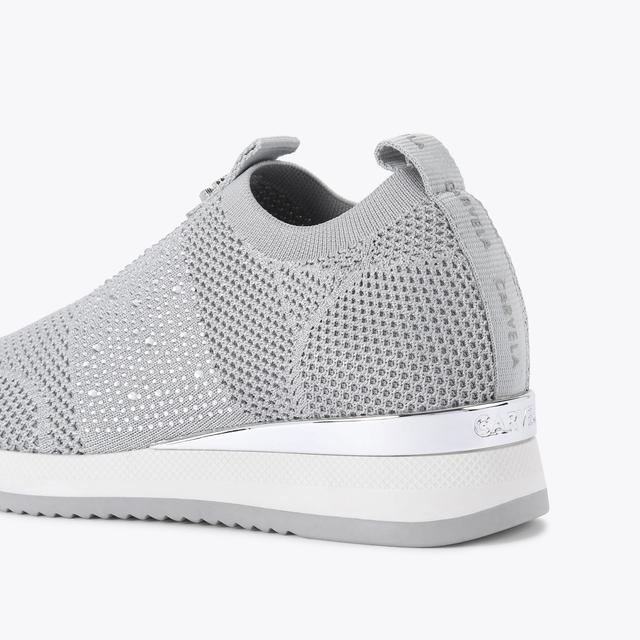 Carvela By Kurt Geiger JANEIRO 2 Silver Knitted Trainer By CARVELA
