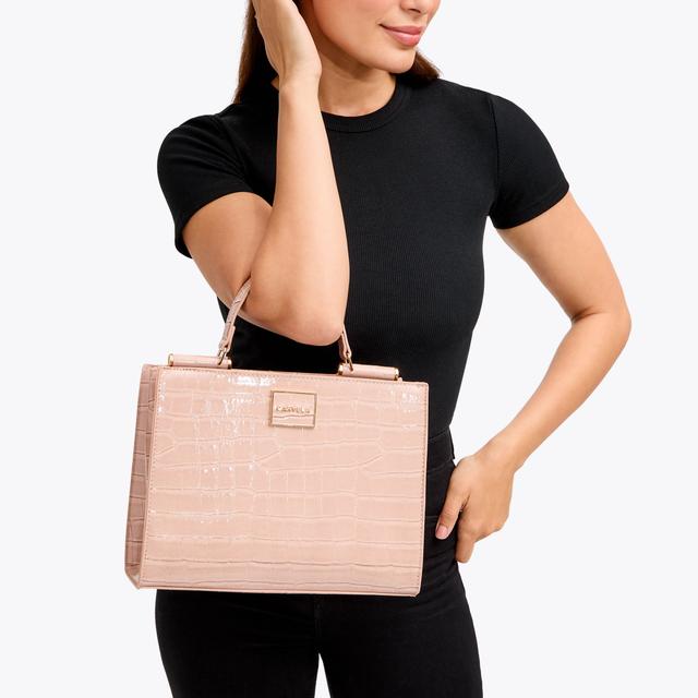 Carvela By Kurt Geiger JESSICA MIDI TOTE 2 Blush Croc Tote Bag By CARVELA