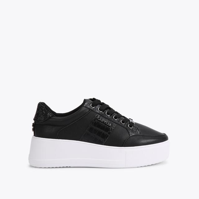 carvela by kurt geiger JIVE LACE UP Black Croc Embossed Crystal Lace Up Trainers by CARVELA