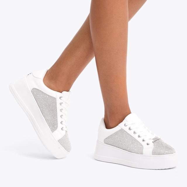 Carvela By Kurt Geiger JIVE LACE UP White Crystal Trainer By CARVELA