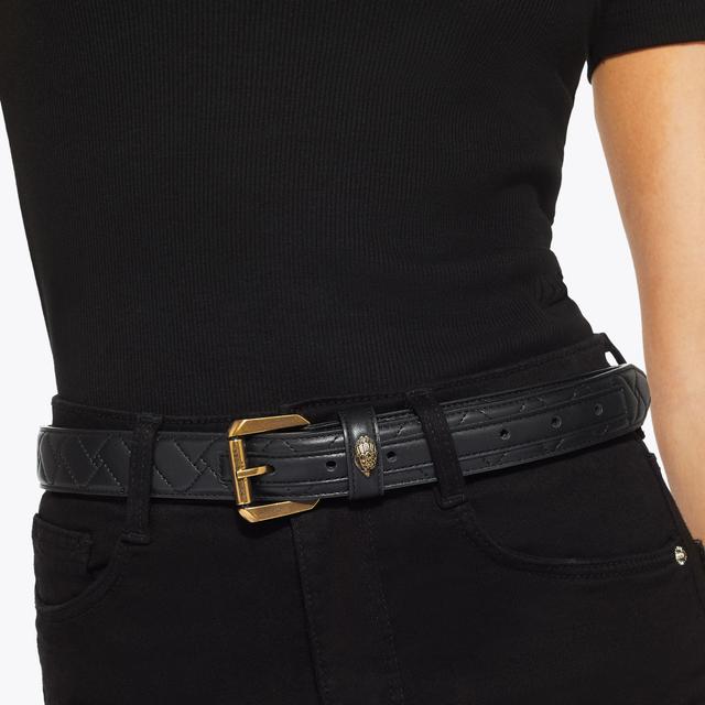 Carvela By Kurt Geiger KENSINGTON 30 BELT Black Quilted Leather Eagle Belt By KURT GEIGER LONDON