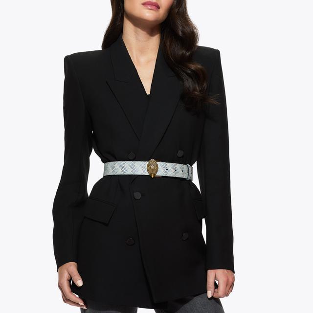 Carvela By Kurt Geiger KENSINGTON 38 BELT Blue Canvas Weave Belt By KURT GEIGER LONDON