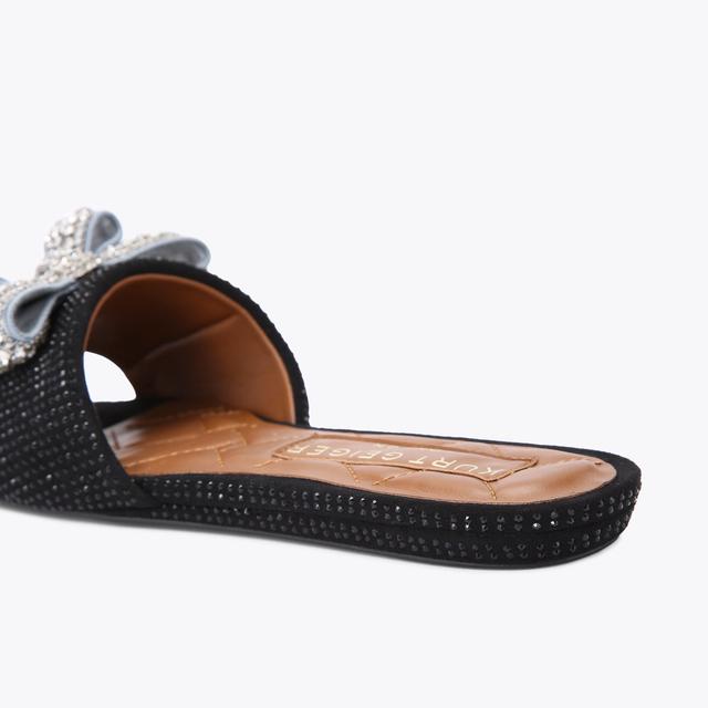 Carvela By Kurt Geiger KENSINGTON BOW FLAT SDL Black Slip On Sandals By KURT GEIGER LONDON