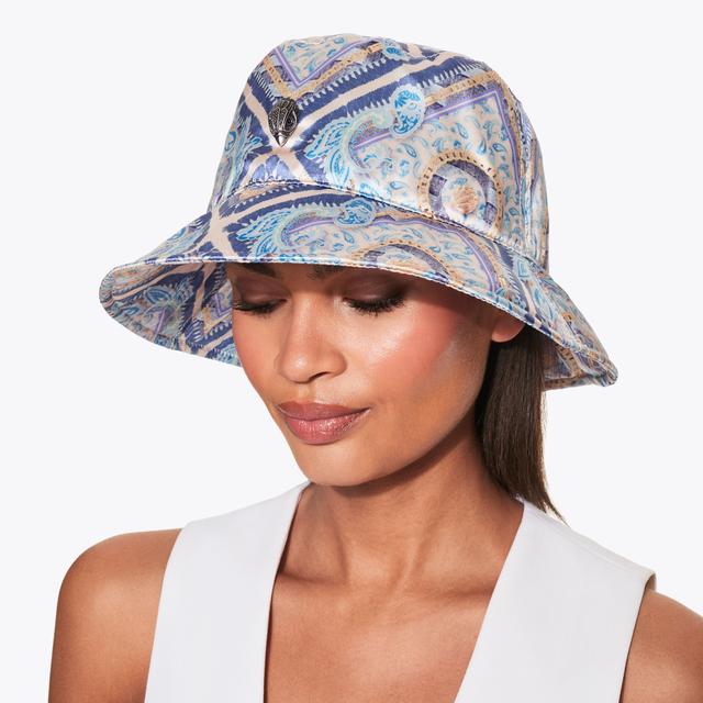 Carvela By Kurt Geiger KENSINGTON BUCKET HAT Blue Paisley Nylon Bucket Hat By KURT GEIGER LONDON