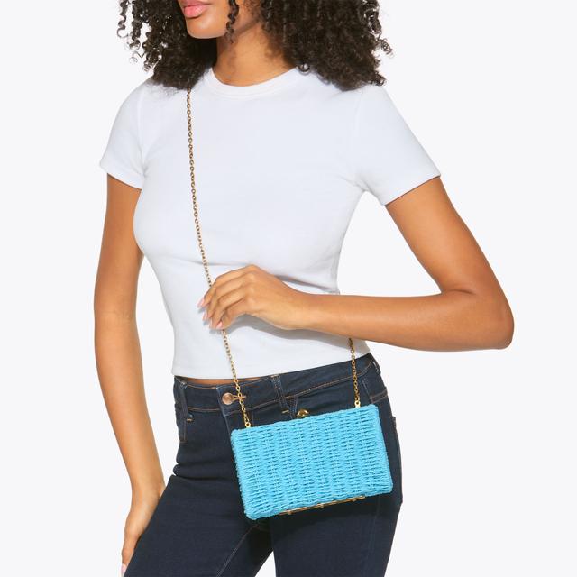 Carvela By Kurt Geiger KENSINGTON CLUTCH Blue Woven Raffia Clutch Bag By KURT GEIGER LONDON
