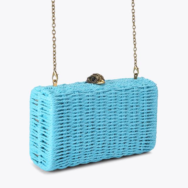 Carvela By Kurt Geiger KENSINGTON CLUTCH Blue Woven Raffia Clutch Bag By KURT GEIGER LONDON