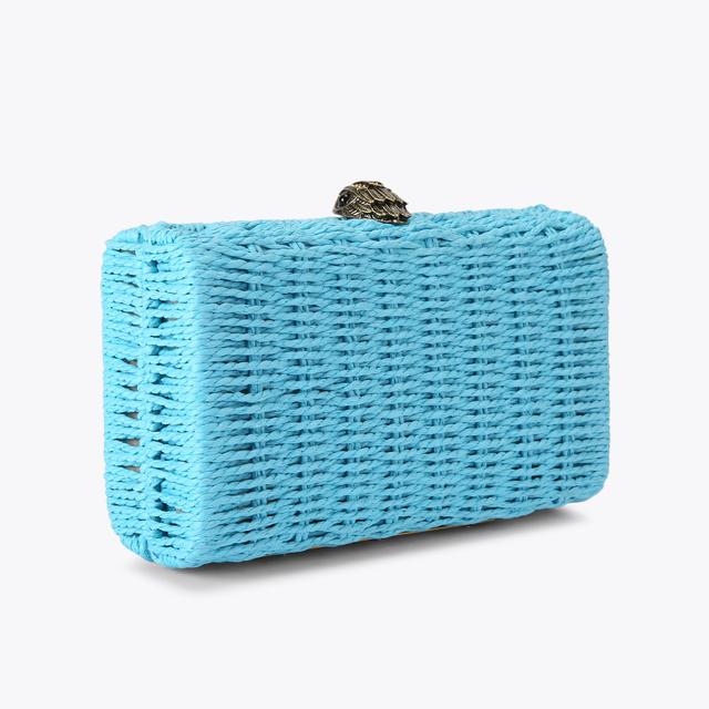Carvela By Kurt Geiger KENSINGTON CLUTCH Blue Woven Raffia Clutch Bag By KURT GEIGER LONDON