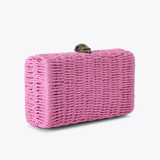 Carvela By Kurt Geiger KENSINGTON CLUTCH Pink Woven Raffia Clutch Bag By KURT GEIGER LONDON