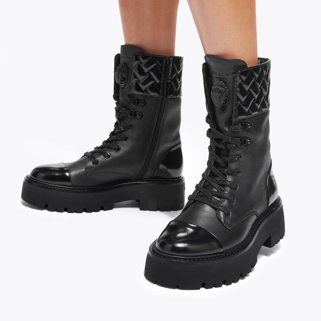 Carvela By Kurt Geiger KENSINGTON CUFF LACE UP Black Leather Ankle Boot By KURT GEIGER LONDON