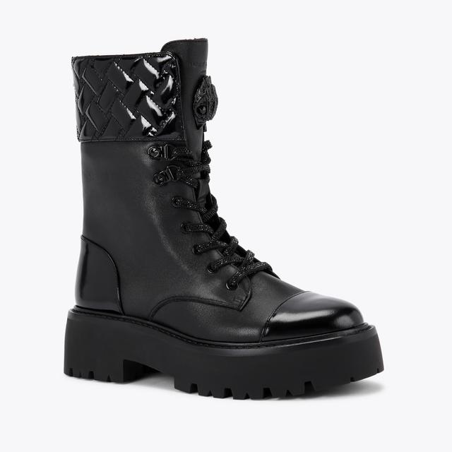 Carvela By Kurt Geiger KENSINGTON CUFF LACE UP Black Leather Ankle Boot By KURT GEIGER LONDON