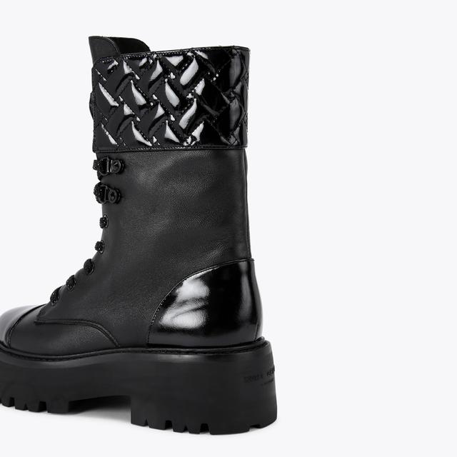 Carvela By Kurt Geiger KENSINGTON CUFF LACE UP Black Leather Ankle Boot By KURT GEIGER LONDON