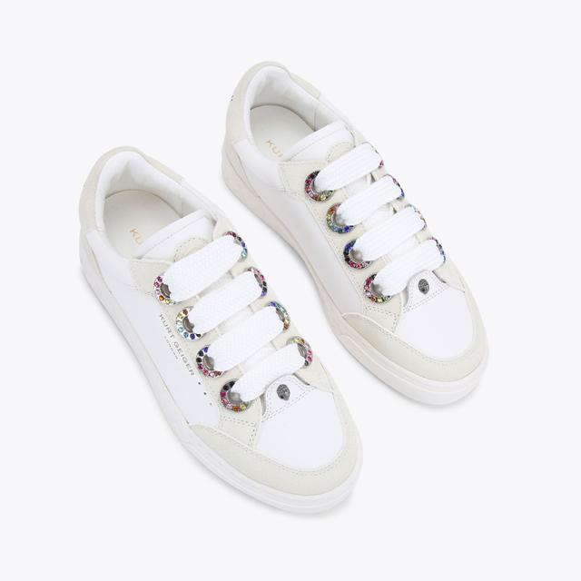 Carvela By Kurt Geiger KENSINGTON EYELET SLIM White Leather Eyelet Sneaker By KURT GEIGER LONDON