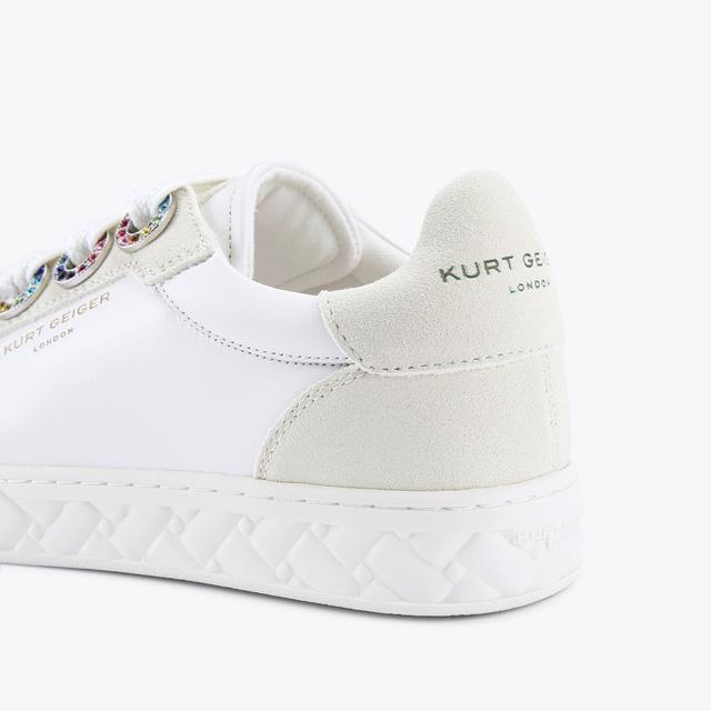 Carvela By Kurt Geiger KENSINGTON EYELET SLIM White Leather Eyelet Sneaker By KURT GEIGER LONDON
