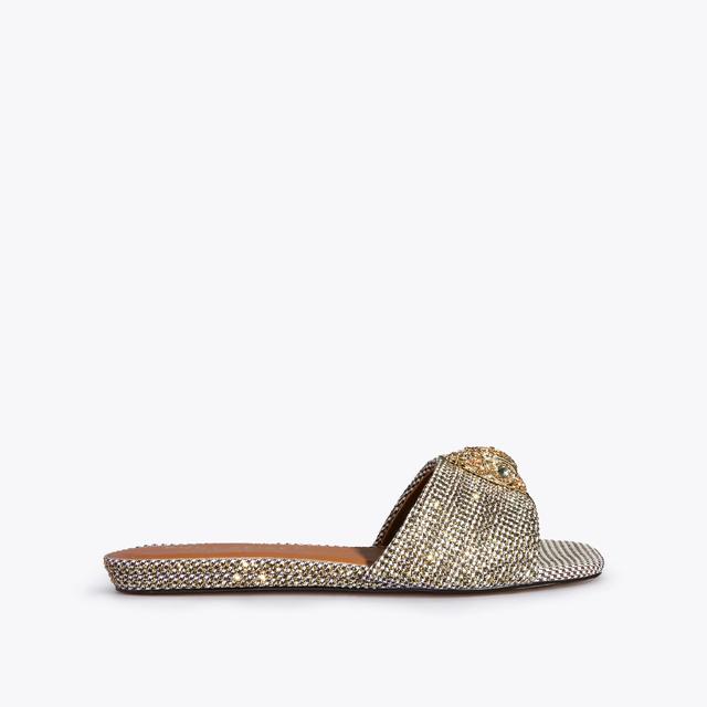 carvela by kurt geiger KENSINGTON FLAT SANDAL Beige Houndstooth Gem Sliders by KURT GEIGER LONDON
