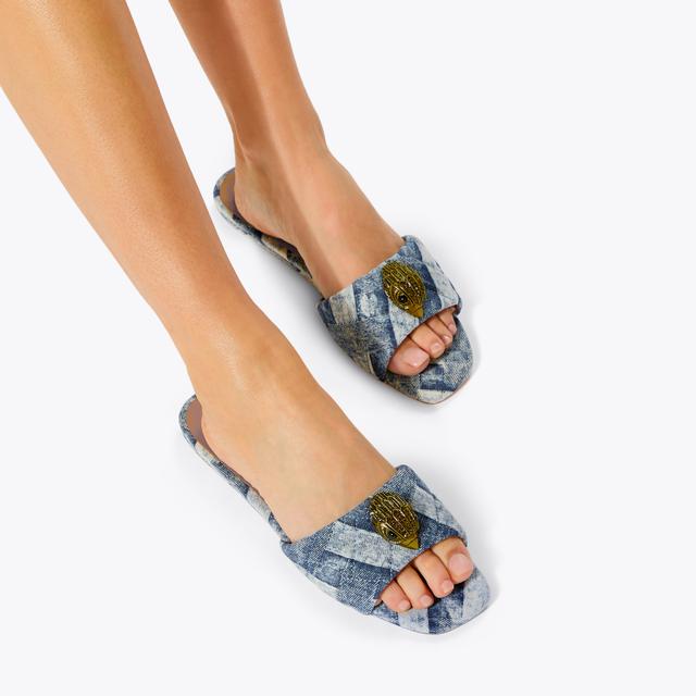 Carvela By Kurt Geiger KENSINGTON FLAT SANDAL Blue Denim Slip On Sandal By KURT GEIGER LONDON