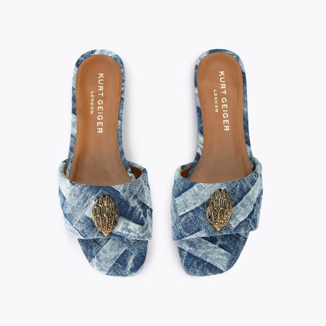 Carvela By Kurt Geiger KENSINGTON FLAT SANDAL Blue Denim Slip On Sandal By KURT GEIGER LONDON