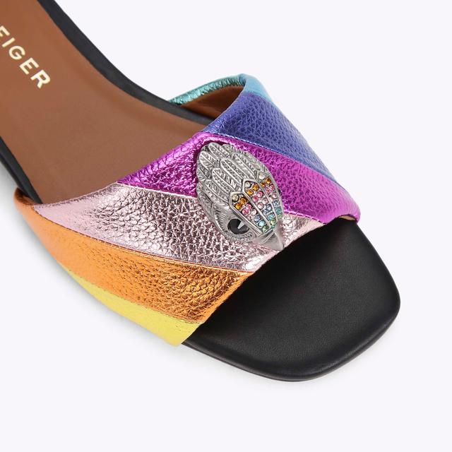 Carvela By Kurt Geiger KENSINGTON FLAT SANDAL Metallic Rainbow Stripe Flat Sandals By KURT GEIGER LONDON