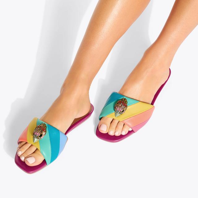 Carvela By Kurt Geiger KENSINGTON FLAT SANDAL Rainbow Stripe Slip On Sandal By KURT GEIGER LONDON